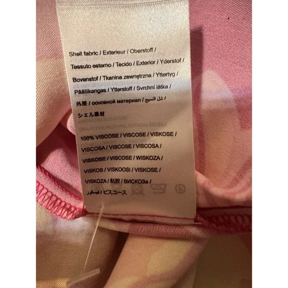 FARM‎ Rio Pink Floral Beaded Sleeve Button Front Midi Dress Womens S - Picture 9 of 9